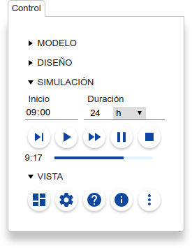 Panel de control de simulación